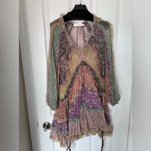 ZIMMERMANN ruffled tiered frilled gathered floral-print silk mini dress